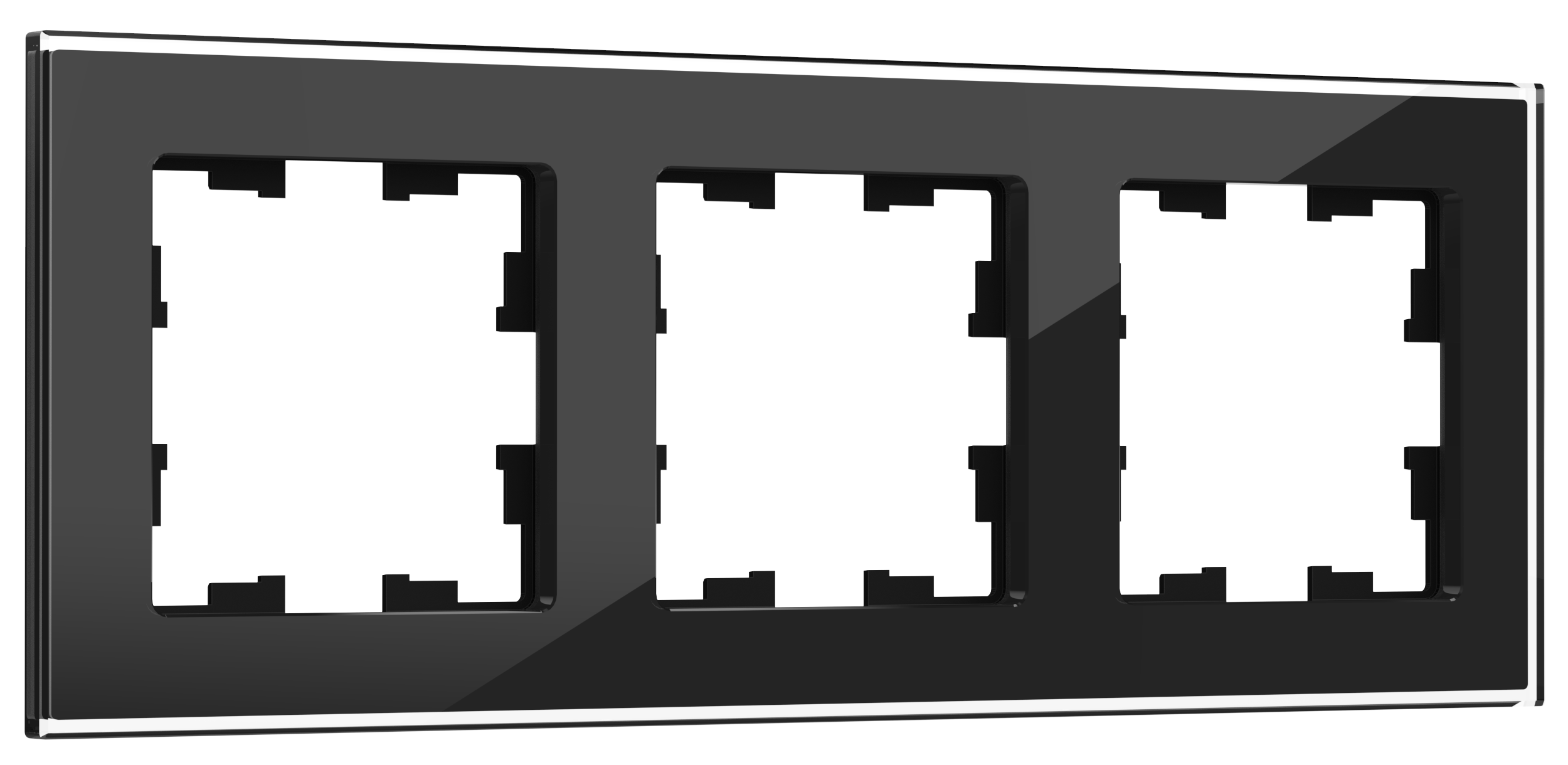 Рамка тройная BRITE IEK стекло черная в Хабаровске