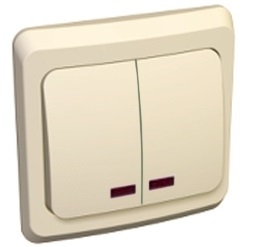 Выключатель двухклавишный ЭТЮД SE с подсветкой крем в Хабаровске
