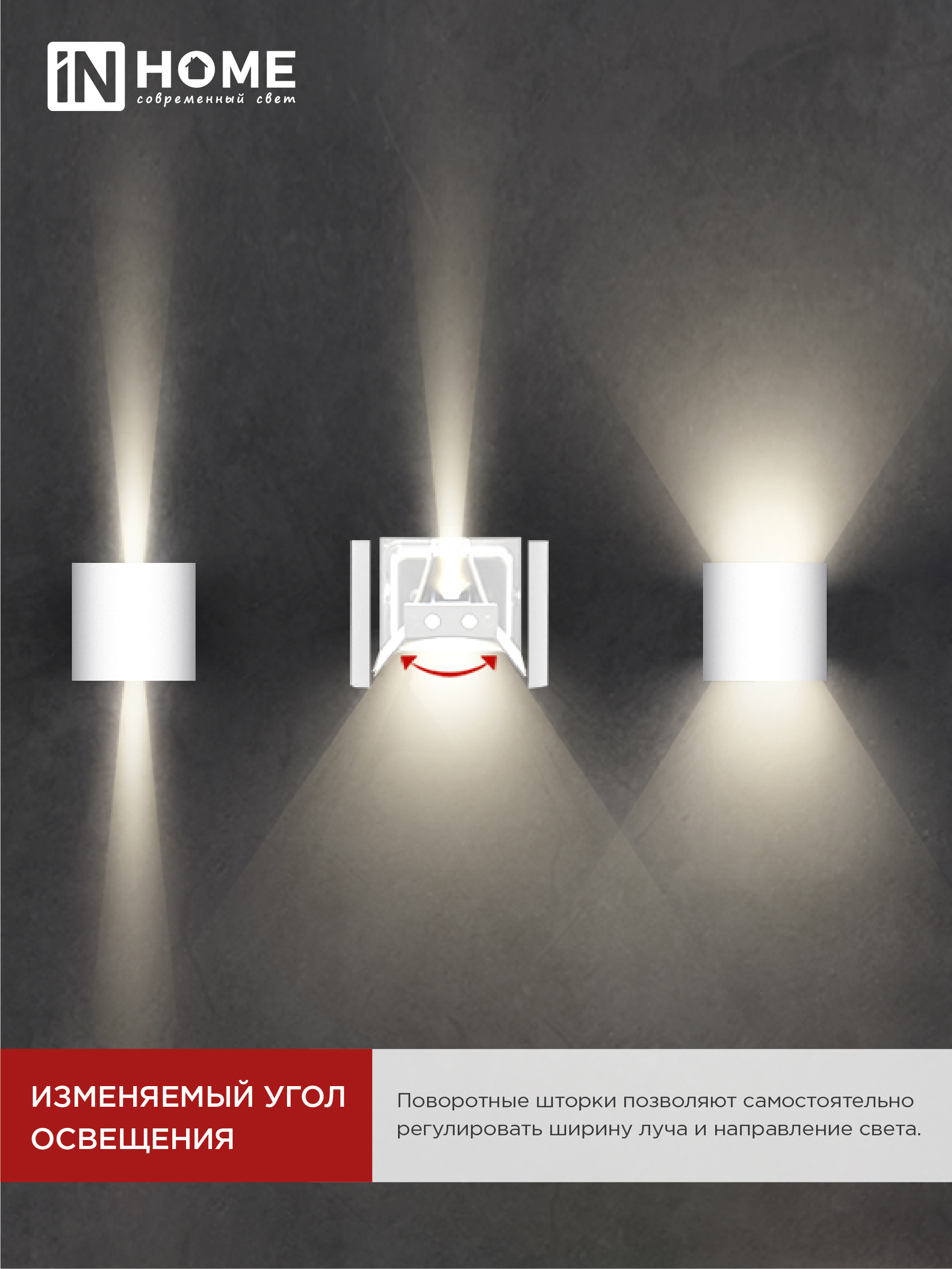 Светильник уличный светодиодный ДБУ DOT-S12W 12Вт 3000К IP54 квадратный белый IN HOME в Хабаровске