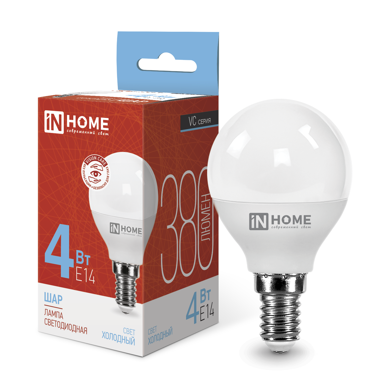 Лампа светодиодная LED-ШАР-VC 4Вт 230В Е14 6500К 380Лм IN HOME в Хабаровске