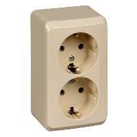 Розетка двойная ЭТЮД SE накладнаяс заземлением крем в Хабаровске