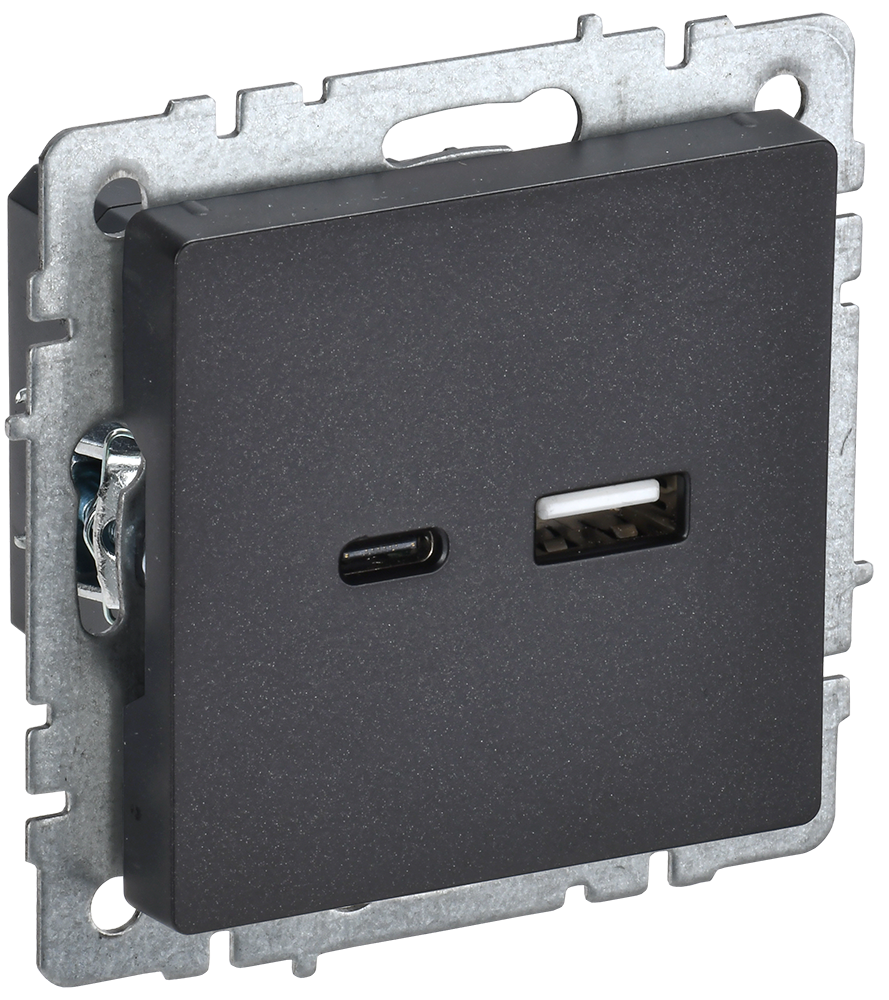 Розетка USB A+C 18Вт BRITE IEK черная в Хабаровске