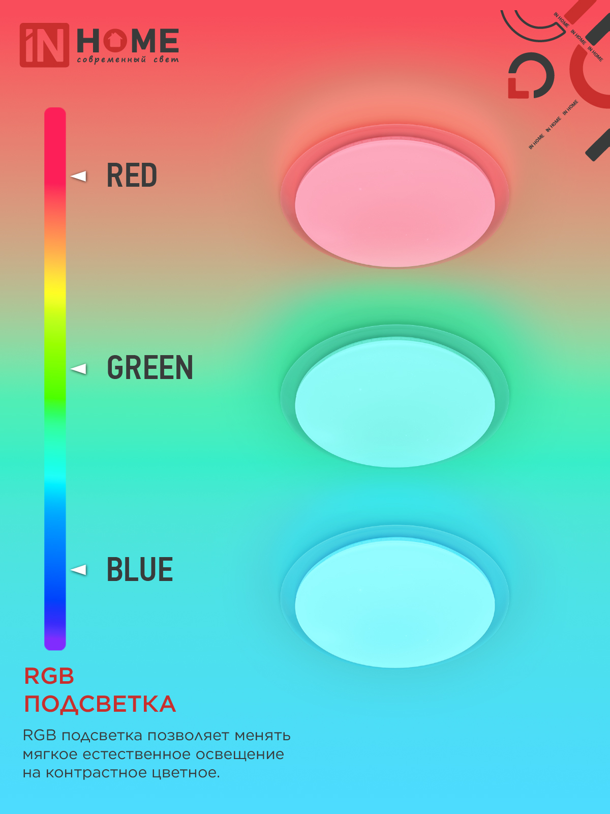 Светильник светодиодный COMFORT GALAXY-RGB 125Вт 230В 3000-6500K 10000Лм 565x80мм с пультом ДУ IN HOME в Хабаровске