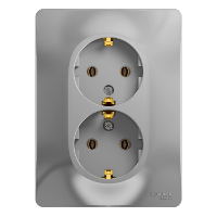 Розетка двойная Glossa SE с заземлением алюминий в сборе в Хабаровске