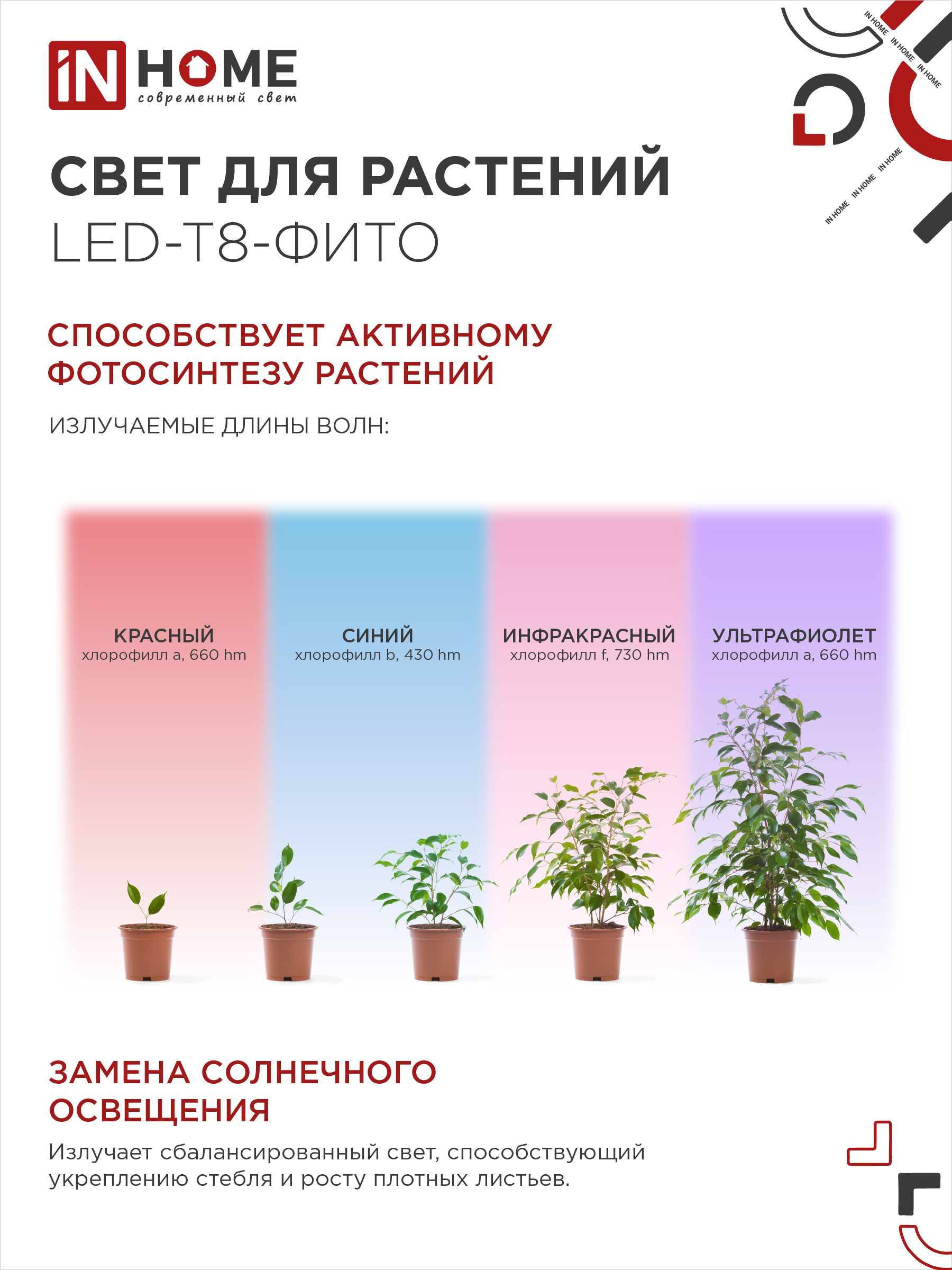 Лампа светодиодная LED-T8-ФИТО 20Вт 230В G13 1200мм IN HOME в Хабаровске