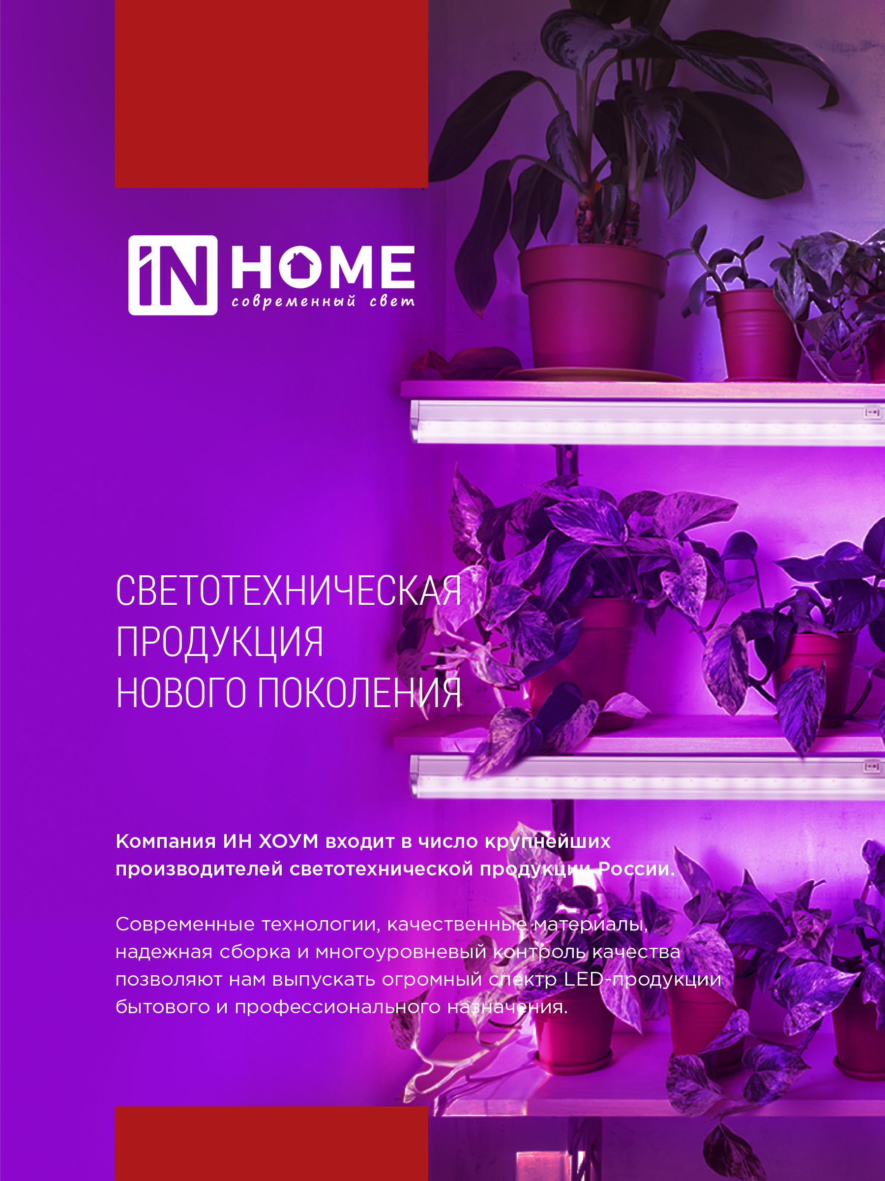 Светильник светодиодный СПБ-Т5 STD-ФИТО красно-синий спектр 10Вт 600мм IN HOME в Хабаровске