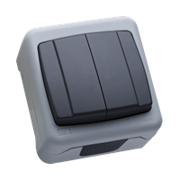 Выключатель двухклавишный накладной Makel IP55 серый в Хабаровске