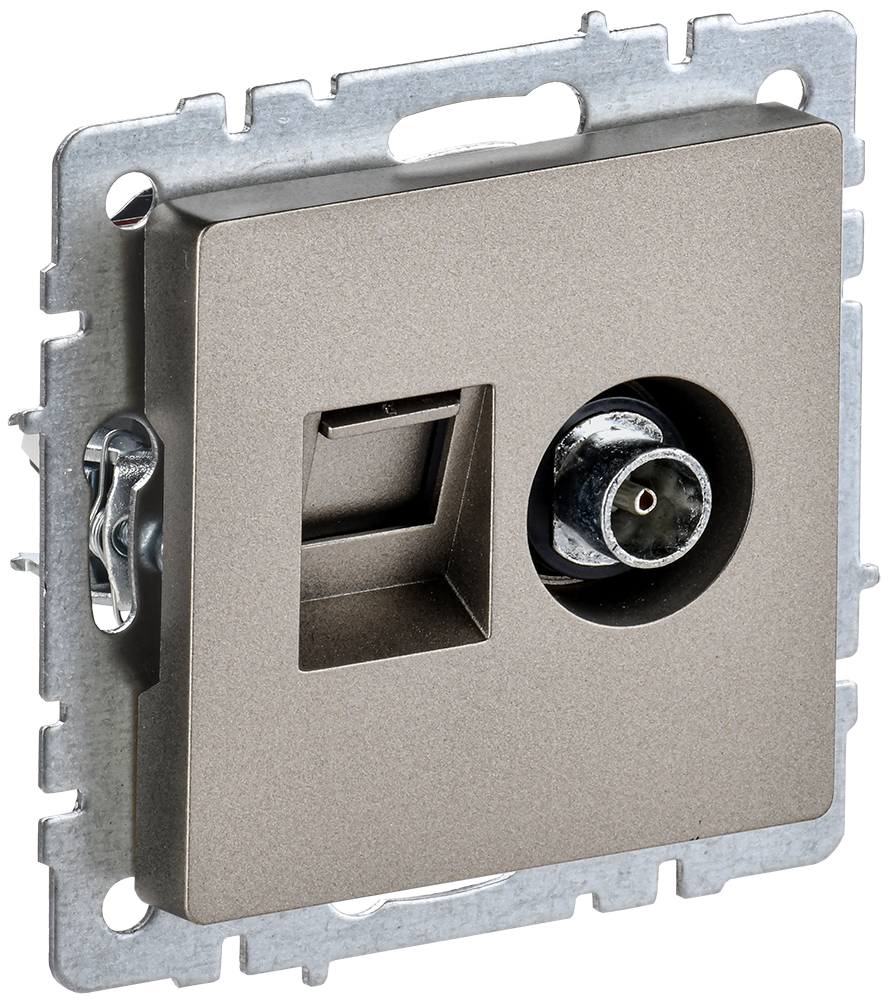 Розетка двойная телевизионная+RJ45 кат.5E BRITE IEK шампань в Хабаровске