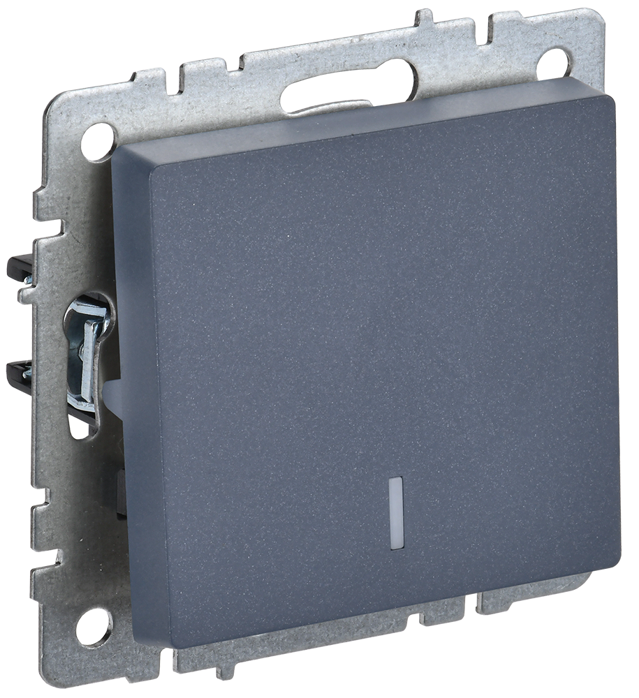 Выключатель одноклавишный с подсветкой 10А BRITE IEK маренго в Хабаровске