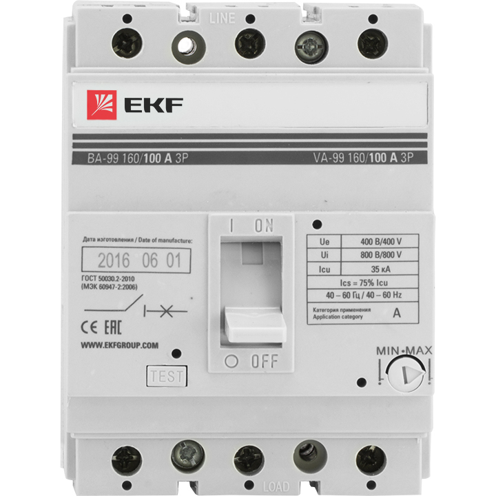 Автоматический выключатель EKF PROxima ВА99-160 3Р 100А 35кА в Хабаровске