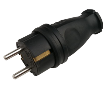 Вилка прямая с заземлением каучук 16А IP44 черная 9210 IN HOME в Хабаровске