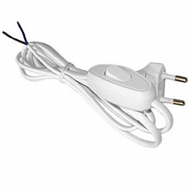 Шнур с вилкой и проходным выключателем ШВВП 2х0,75 2,2м белый в Хабаровске