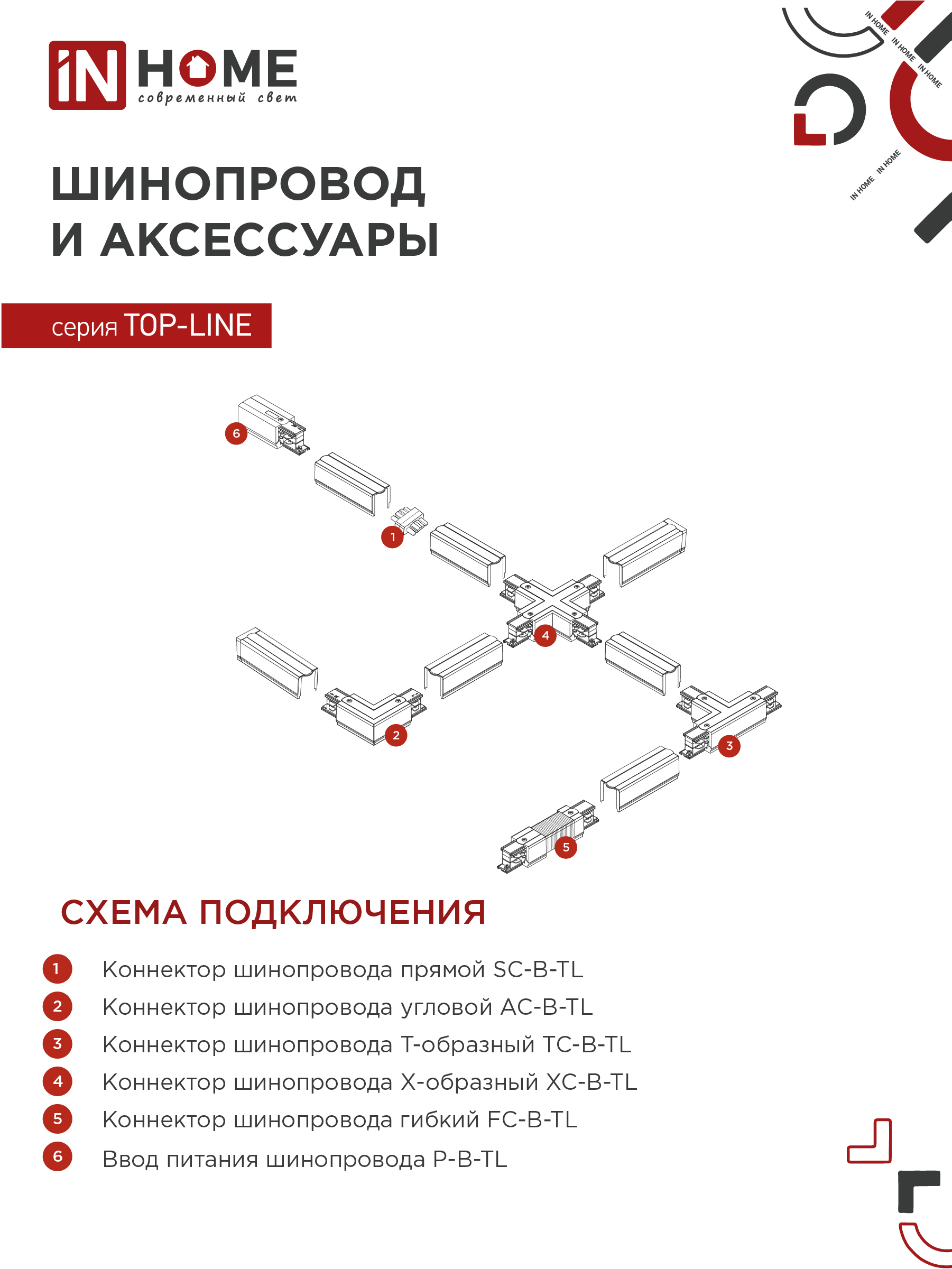 Светильник трековый подвесной TP-GX53-TL 82RW под лампу GX53 с подсветкой 80мм, шнур 1м, белый IN HOME в Хабаровске