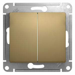 Выключатель двухклавишный Glossa SE титан в Хабаровске