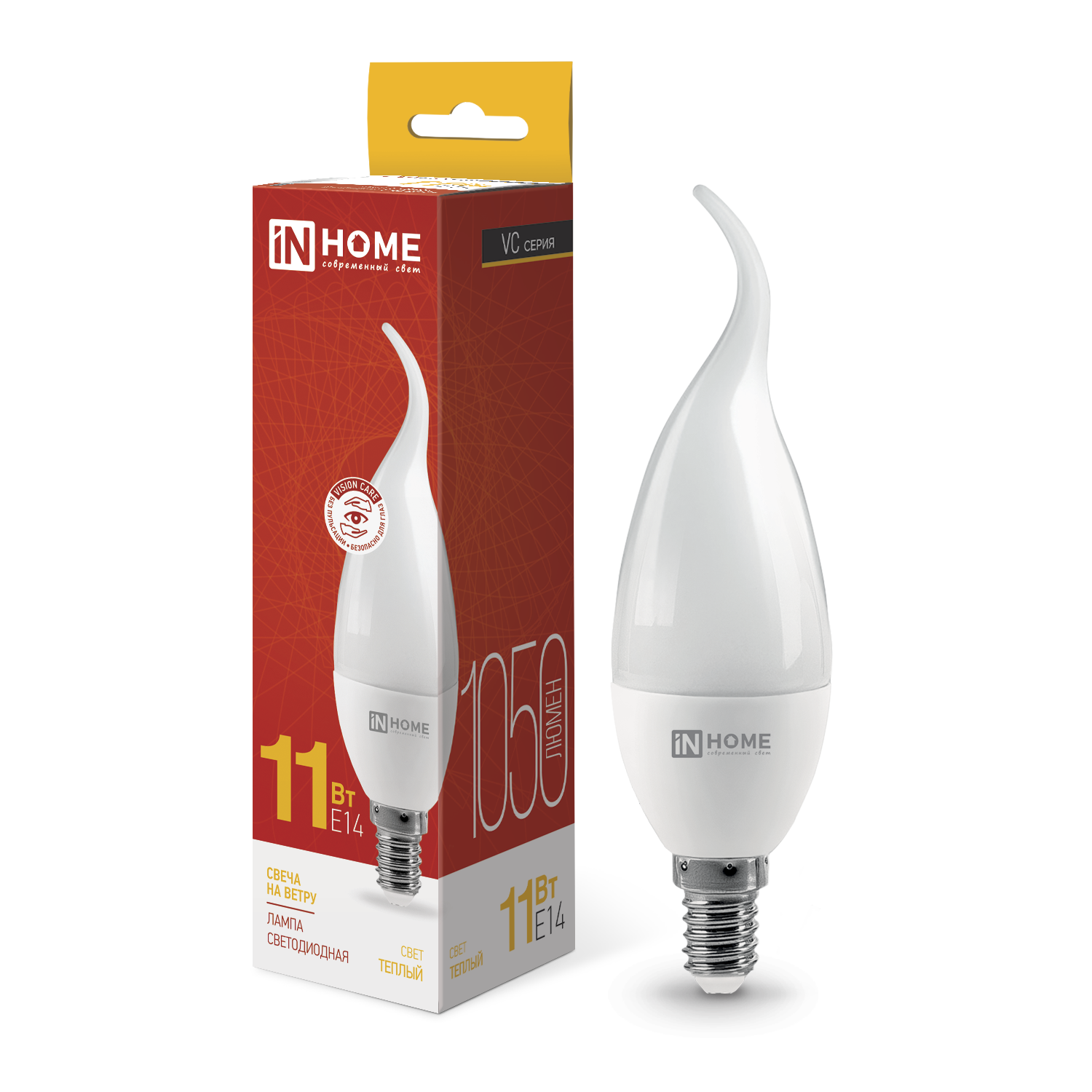 Лампа светодиодная LED-СВЕЧА НА ВЕТРУ-VC 11Вт 230В Е14 3000К 1050Лм IN HOME в Хабаровске
