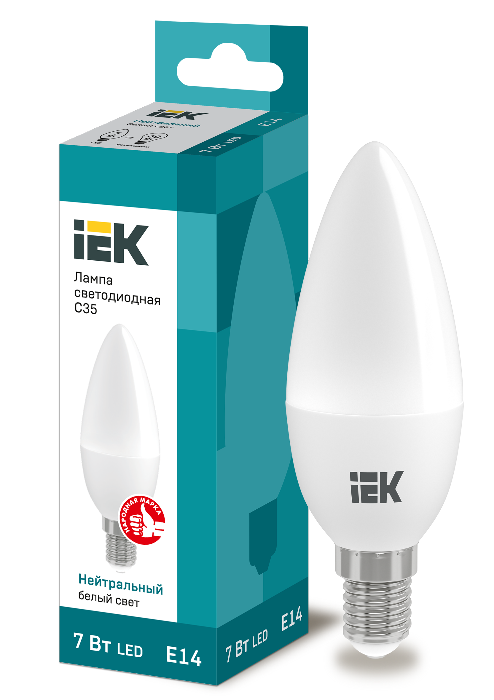 Лампа LED C35 свеча 7Вт 230В 4000К E14 IEK в Хабаровске
