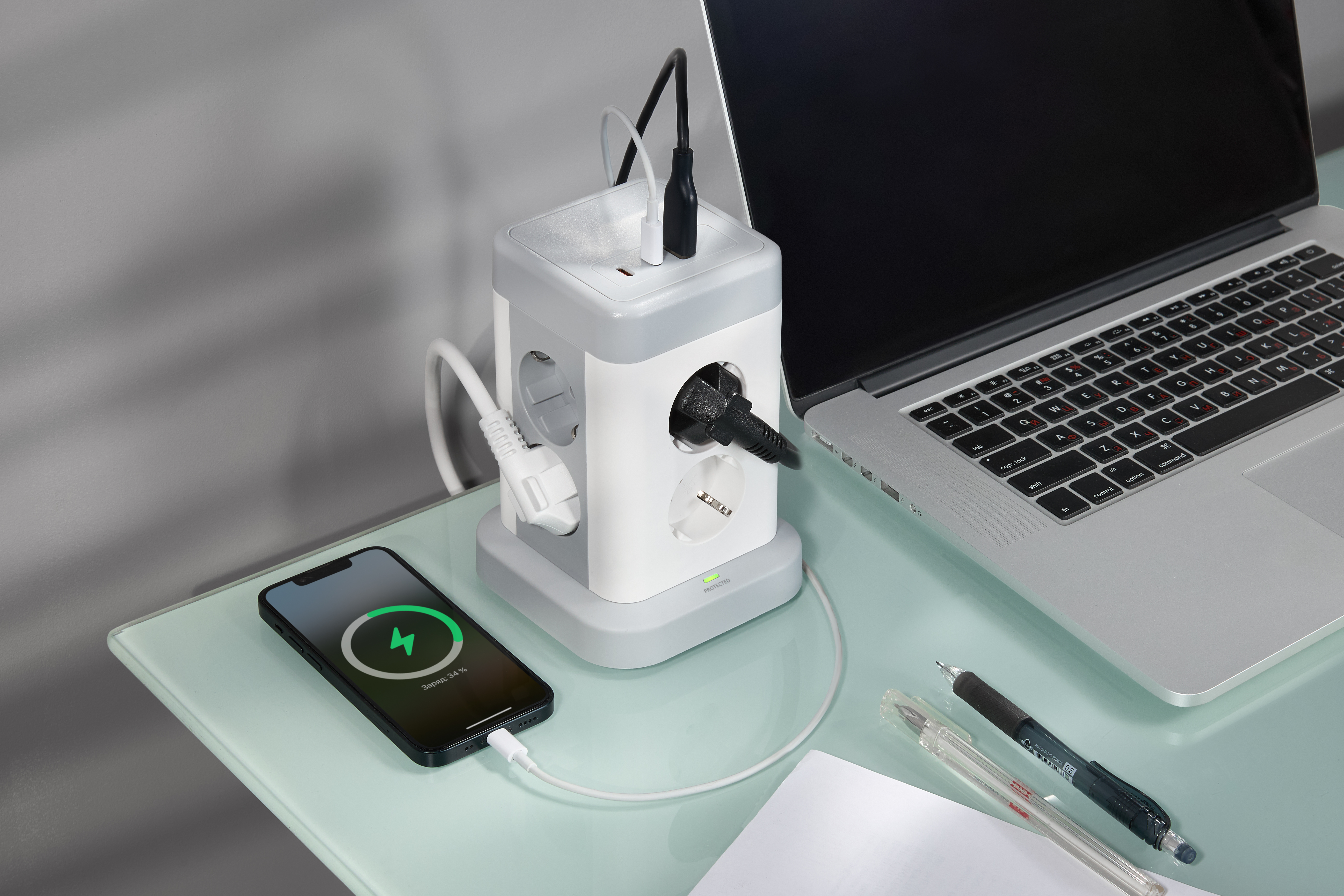 Удлинитель DOMINIC У08K 1,5м 3х1мм2 USB A+C 20Вт серый IEK в Хабаровске
