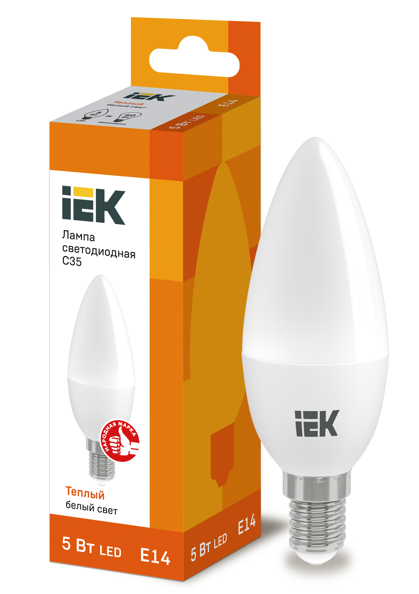 Лампа LED C35 свеча 5Вт 230В 3000К E14 IEK в Хабаровске