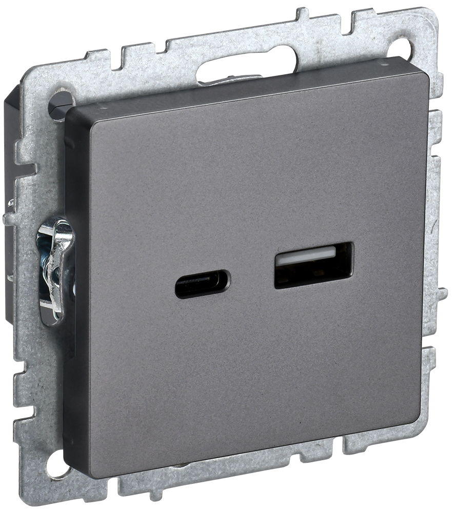 Розетка USB A+C 18Вт BRITE IEK сталь в Хабаровске