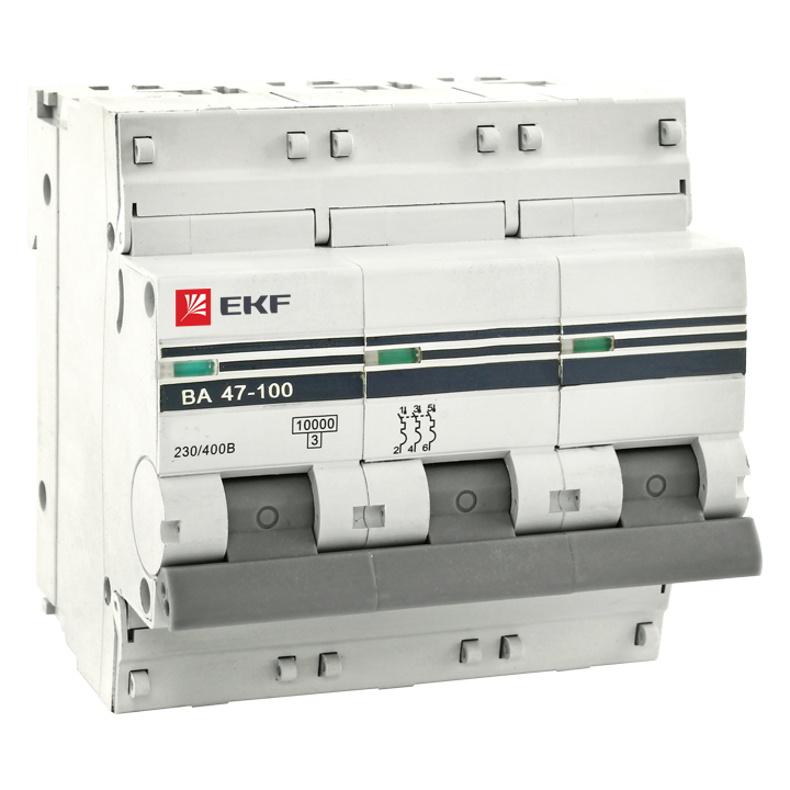 Автоматический выключатель ВА47-100 3Р 100А 10кА характеристика C EKF PROxima в Хабаровске