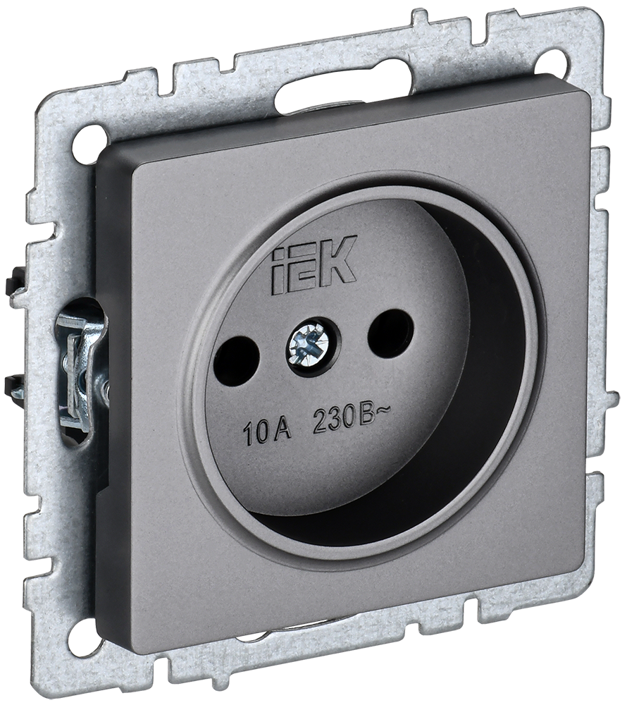 Розетка одинарная 10А BRITE IEK сталь в Хабаровске