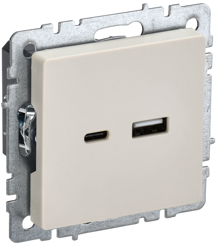 Розетка USB A+C 18Вт BRITE IEK бежевая в Хабаровске