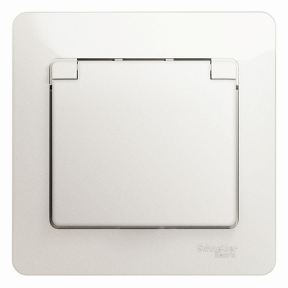 Розетка одинарная Glossa SE со шторками с крышкой с заземлением перламутр в сборе в Хабаровске