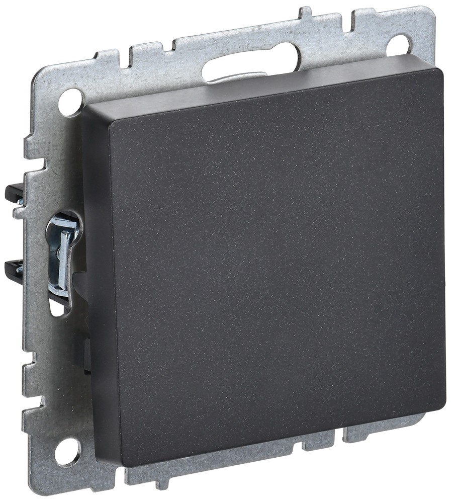 Выключатель одноклавишный проходной 10А BRITE IEK черный в Хабаровске