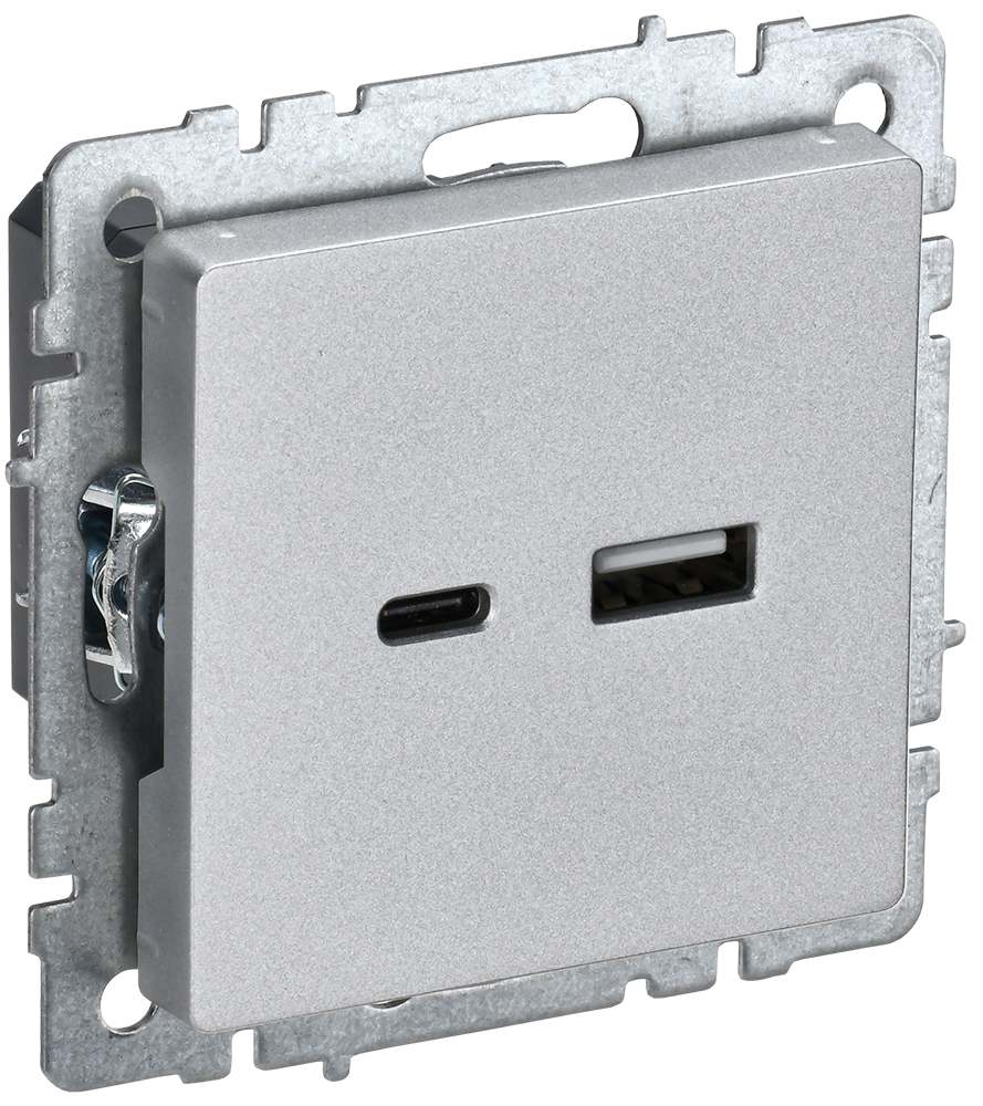 Розетка USB A+C 18Вт BRITE IEK алюминий в Хабаровске