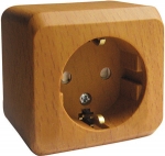 Розетка одинарная ЭТЮД SE накладная со шторками с заземлением бук в Хабаровске