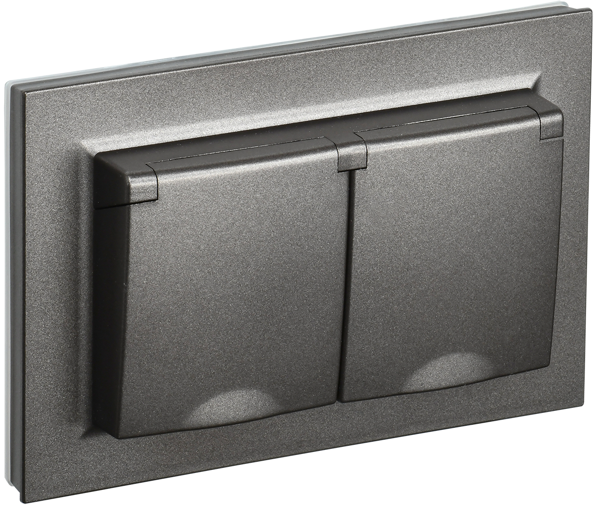 Розетка двойная с крышкой 16А IP44 BRITE IEK бронза в сборе в Хабаровске