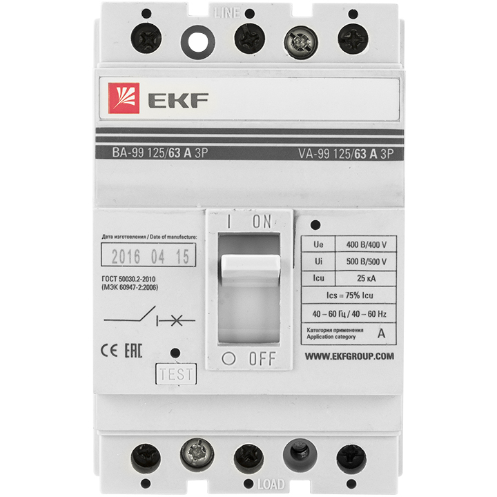 Автоматический выключатель EKF PROxima ВА99-125 3Р 40А 25кА в Хабаровске
