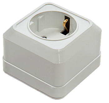 Розетка одинарная с заземлением со шторкой BOLLETO белая накладная 7028х IN HOME в Хабаровске