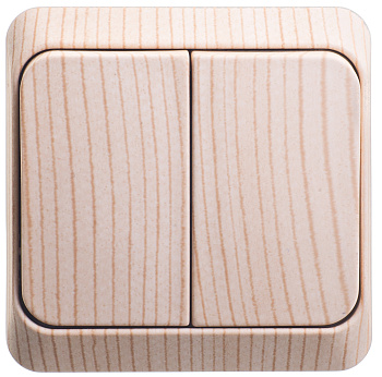 Выключатель двухклавишный ЭТЮД SE накладной с подсветкой сосна в Хабаровске