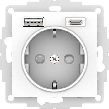 Розетка одинарная + USB A + тип-C AtlasDesign SE белая в Хабаровске