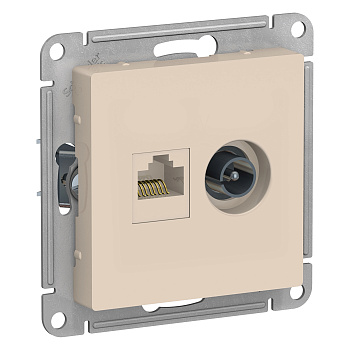 Розетка двойная ТВ+компьютерная AtlasDesign SE бежевая в Хабаровске