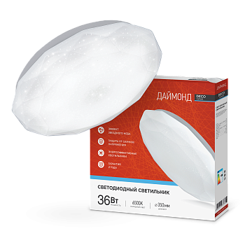 Светильник светодиодный серии DECO ДАЙМОНД 36Вт 230В 6500К 3240Лм 380х55мм IN HOME в Хабаровске