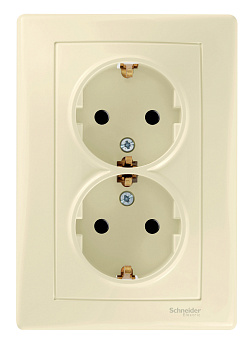 Розетка двойная SEDNA Schneider Electric с заземлением крем в Хабаровске