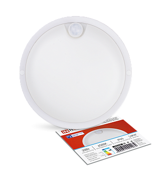 Светильник светодиодный герметичный СПП ИД-2065-КРУГ 20Вт 6500К 1800Лм с инфракрасным датчиком IP65 155мм IN HOME в Хабаровске