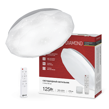 Светильник светодиодный COMFORT DIAMOND 125Вт 230В 3000-6500K 10000Лм 500x105мм с пультом ДУ IN HOME в Хабаровске