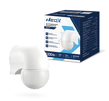 Датчик движения инфракрасный ДД 10Б 1200Вт 180 гр. 12м IP44 белый NEOX в Хабаровске