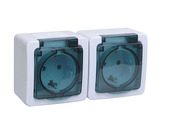 Розетка двойная ГЕРМЕС PLUS IEK с заземлением накладная IP54 дымчатая крышка в Хабаровске