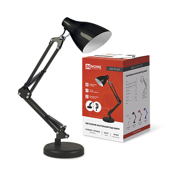 Светильник настольный под лампу на основании + струбцина СНО 17Ч-E27 230В ЧЕРНЫЙ IN HOME в Хабаровске