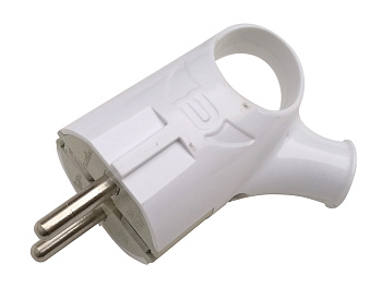 Вилка угловая с кольцом с заземлением 16А белая 4120 IN HOME в Хабаровске
