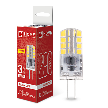Лампа светодиодная LED-JC 3Вт 12В G4 4000К 290Лм IN HOME в Хабаровске