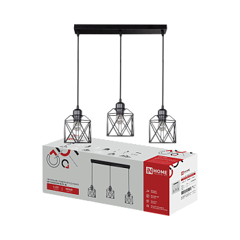 Светильник подвесной под лампу LOFT ATIKO-PN-3E27L-BL 3хЕ27 подвес 1м линейная база черный IN HOME в Хабаровске