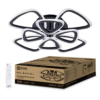 Светильник светодиодный ELEGANT SANSA-B 120Вт 230В 3000-6500K 8400Лм 650х650х130мм c пультом ДУ черный IN HOME в Хабаровске