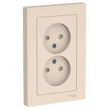 Розетка двойная AtlasDesign SE со шторками бежевая в сборе в Хабаровске