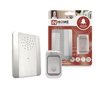 Звонок беспроводной ЗБ-9 38 мелодий с регулировкой звука, подсветкой, 150м цифр. кодир. с кнопкой IP44 СЕРЕБРЯНО-БЕЛЫЙ IN HOME в Хабаровске