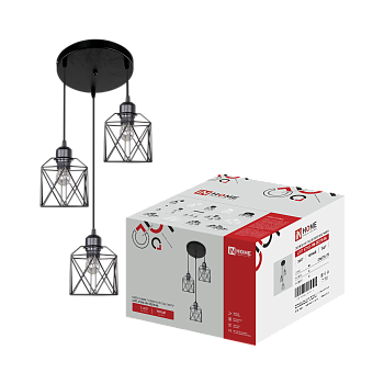 Светильник подвесной под лампу LOFT ATIKO-PN-3E27R-BL 3хЕ27 подвес 1м круглая база черный IN HOME в Хабаровске